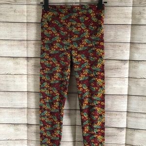 Lularoe leggings burgundy with flowers